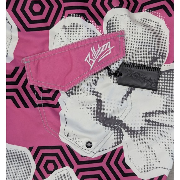 Billabong Board Shorts Size‎ 34 Pink White Floral Print With Comb In Pocket - Picture 7 of 9